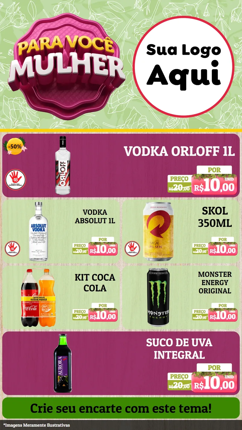 Modelo de TV para TV Vertical com o tema Para Você Mulher para Distribuidora de bebidas