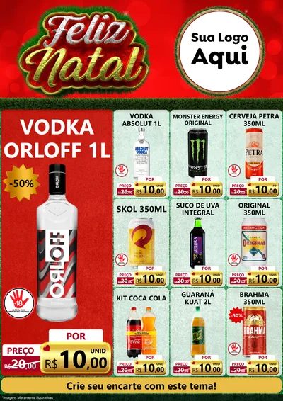 Modelo de Encarte para Encarte A4 Vertical com o tema Feliz Natal para Distribuidora de bebidas