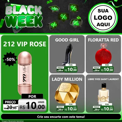 Modelo de Rede Social para Feed Facebook com o tema Black Week para Perfumes
