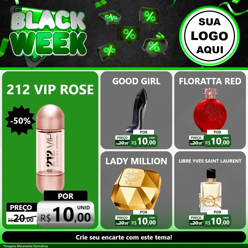 Modelo de Rede Social para Feed Facebook com o tema Black Week para Perfumes