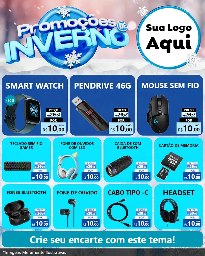 Modelo de Rede Social para Feed Instagram com o tema Promoções de Inverno para Informática