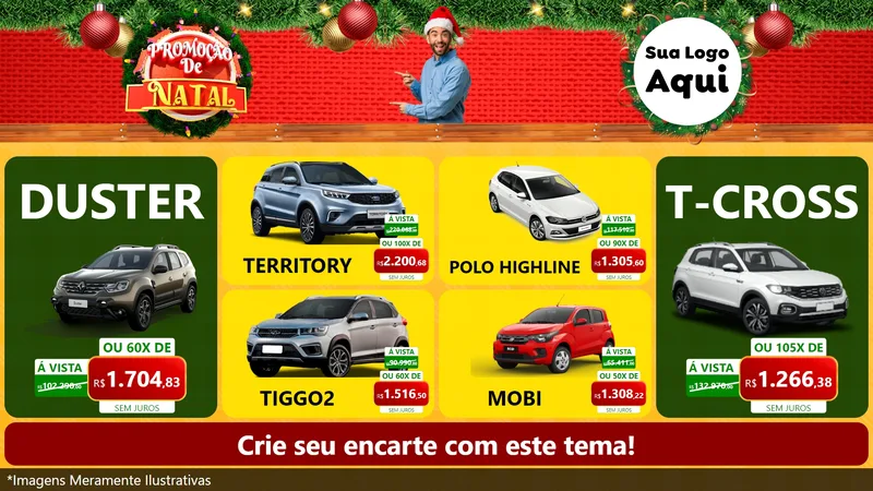 Modelo de TV para TV Horizontal com o tema Promoção de Natal para Concessionaria de Carros