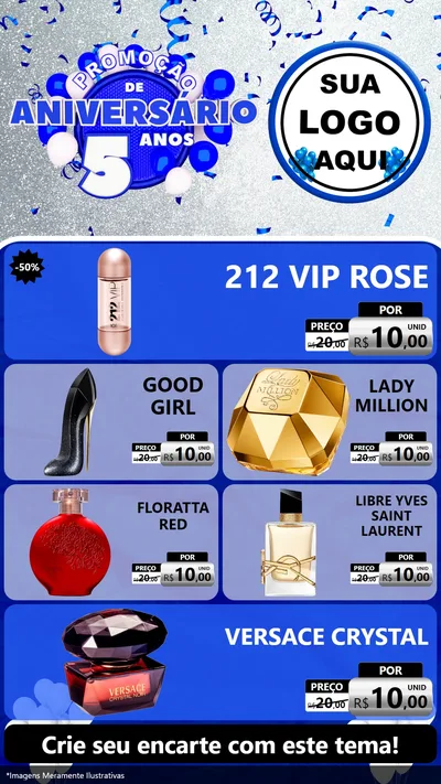 Modelo de TV para TV Vertical com o tema Promoção de Aniversário - 5 Anos para Perfumes