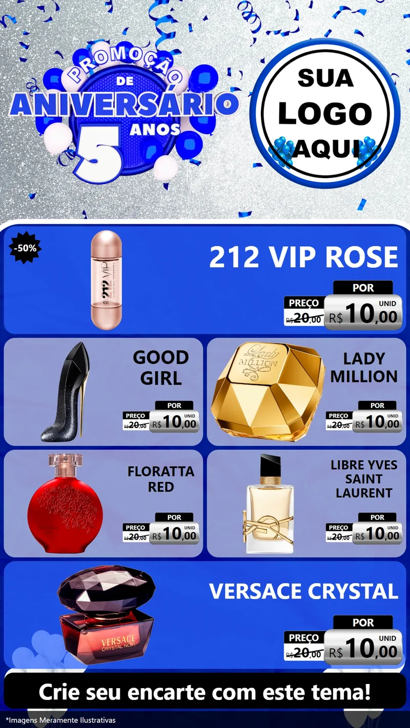 Modelo de TV para TV Vertical com o tema Promoção de Aniversário - 5 Anos para Perfumes