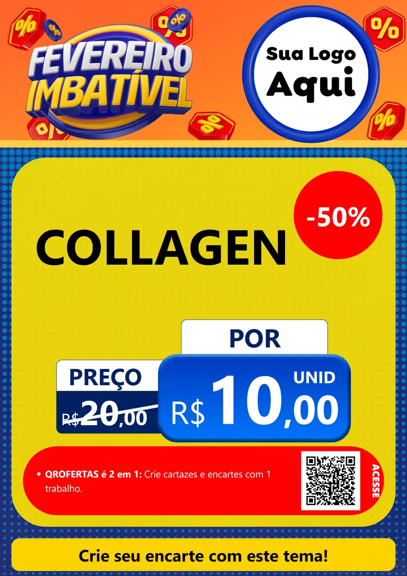 Modelo de Cartaz para Cartaz A4 Vertical com o tema Fevereiro Imbatível para Suplementos alimentares