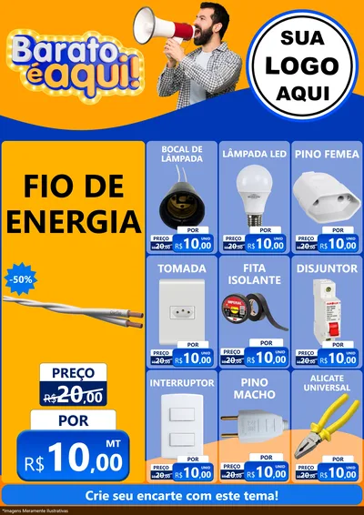 Modelo de Encarte para Encarte A4 Vertical com o tema Barato é aqui para Materiais Elétricos