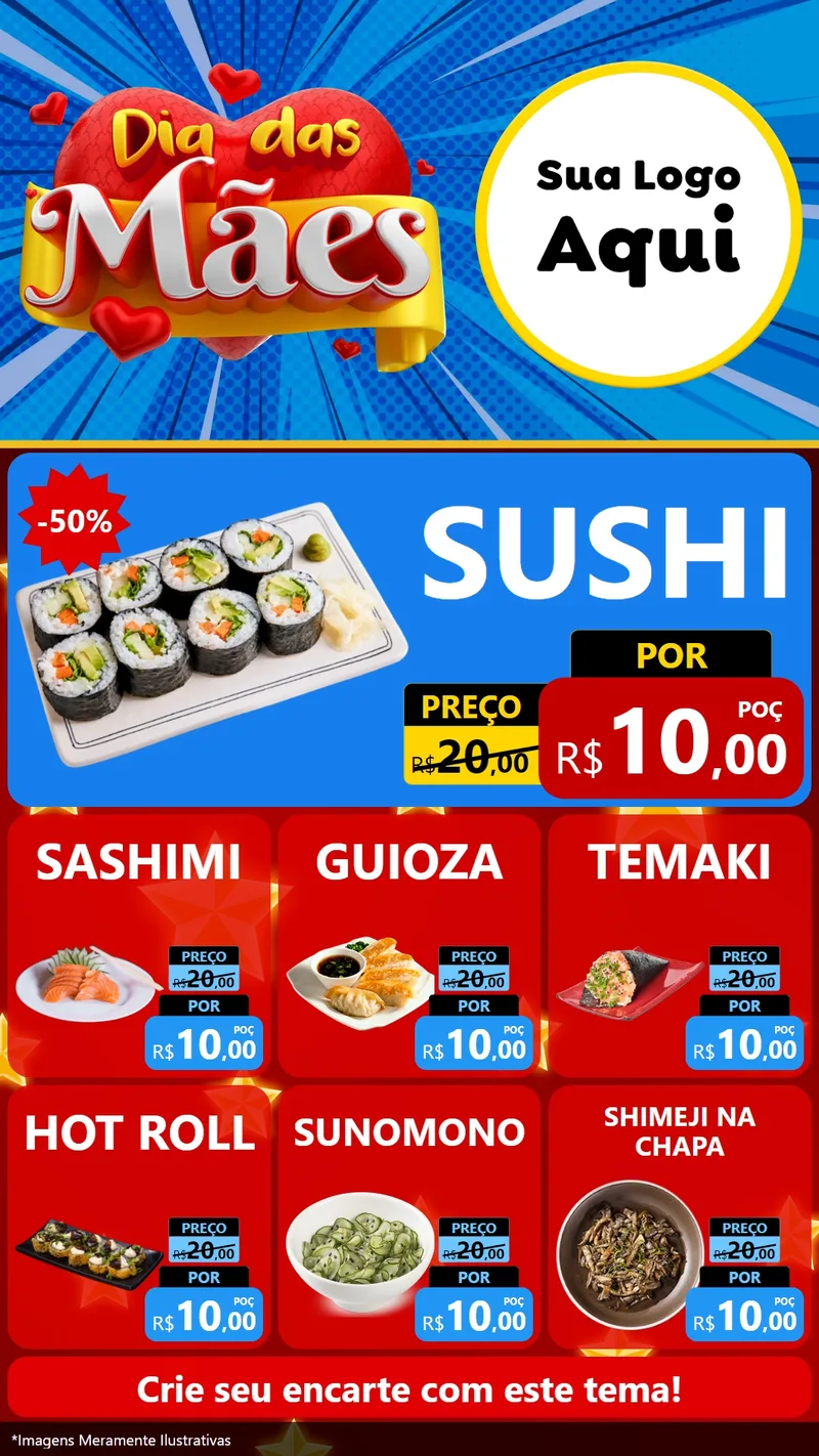 Modelo de Rede Social para Stories com o tema Dia das Mães para Comida japonesa