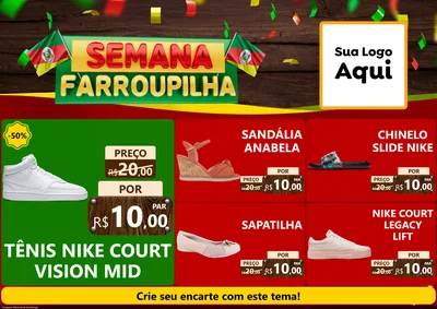 Modelo de Encarte para Encarte A4 Horizontal com o tema Semana Farroupilha para Calçados