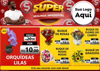 Modelo de Encarte para Encarte A4 Horizontal com o tema Super Segunda Imperdível para Floricultura e jardim