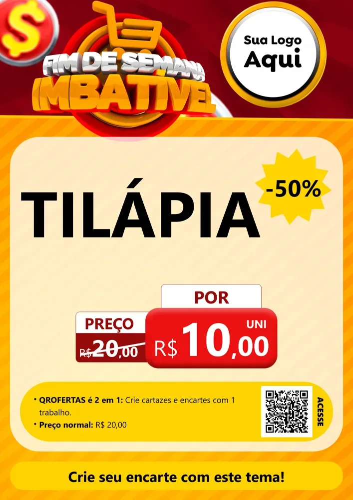 Modelo de Cartaz para Cartaz A4 Vertical com o tema Fim de Semana Imbatível para Peixaria