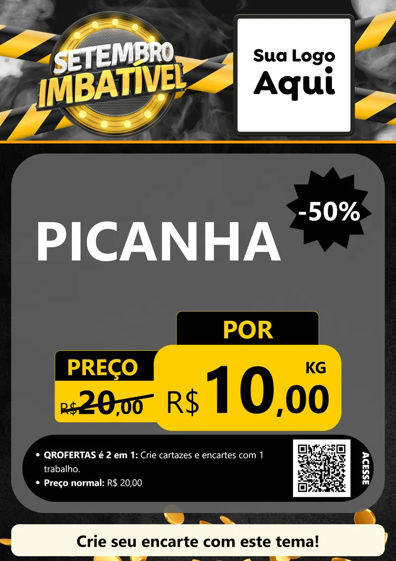 Modelo de Cartaz para Cartaz A4 Vertical com o tema Setembro Imbatível para Açougue