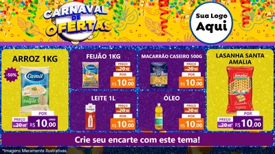 Modelo de TV para TV Horizontal com o tema Carnaval de Ofertas para Supermercado
