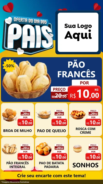 Modelo de Rede Social para Stories com o tema Oferta Do Dia Dos Pais para Padaria