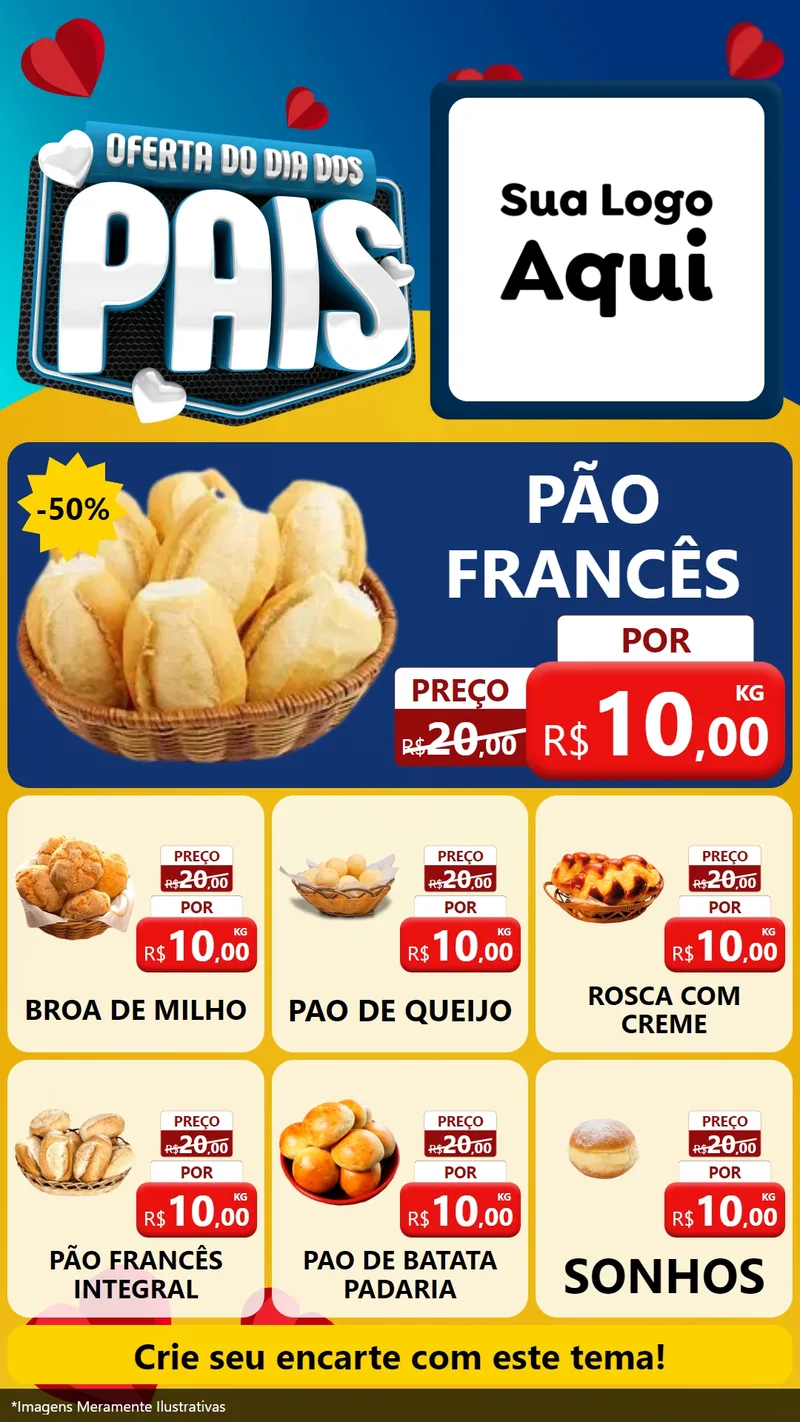 Modelo de Rede Social para Stories com o tema Oferta Do Dia Dos Pais para Padaria