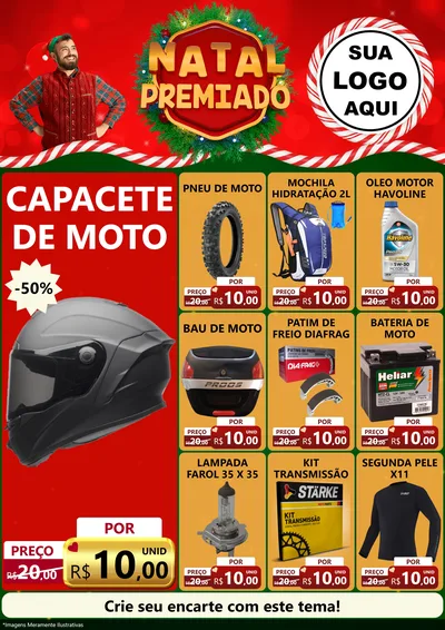 Modelo de Encarte para Encarte A4 Vertical com o tema Natal Premiado para Moto peças