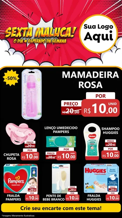 Modelo de Rede Social para Stories com o tema Sexta Maluca! para Bebês