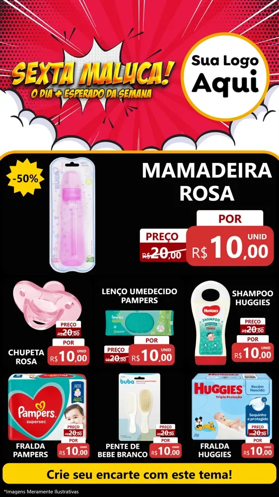 Modelo de Rede Social para Stories com o tema Sexta Maluca! para Bebês