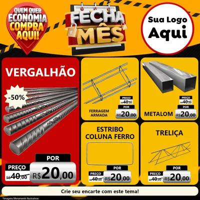Modelo de Rede Social para Feed Facebook com o tema Fecha Mês para Ferragens