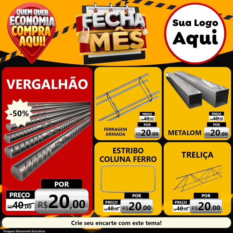Modelo de Rede Social para Feed Facebook com o tema Fecha Mês para Ferragens