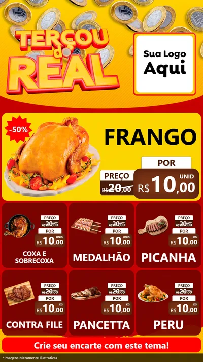 Modelo de Rede Social para Stories com o tema Terçou do Real para Assados