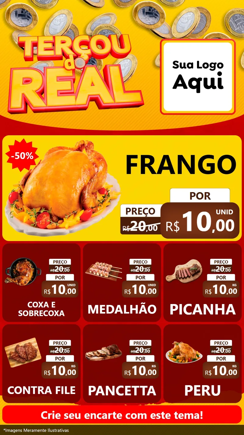 Modelo de Rede Social para Stories com o tema Terçou do Real para Assados