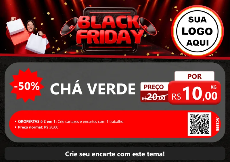 Modelo de Cartaz para Cartaz A4 Horizontal com o tema Black Friday para Produtos Naturais