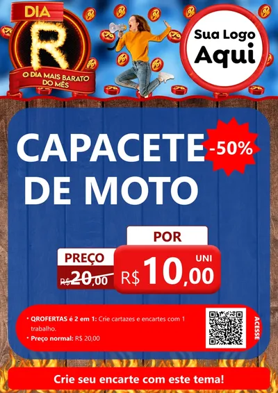 Modelo de Cartaz para Cartaz A4 Vertical com o tema Dia R - O Dia Mais Barato Do Mês para Moto peças