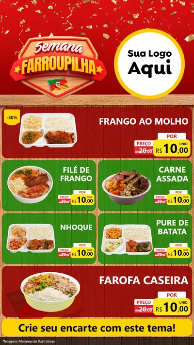 Modelo de TV para TV Vertical com o tema Semana Farroupilha para Restaurante