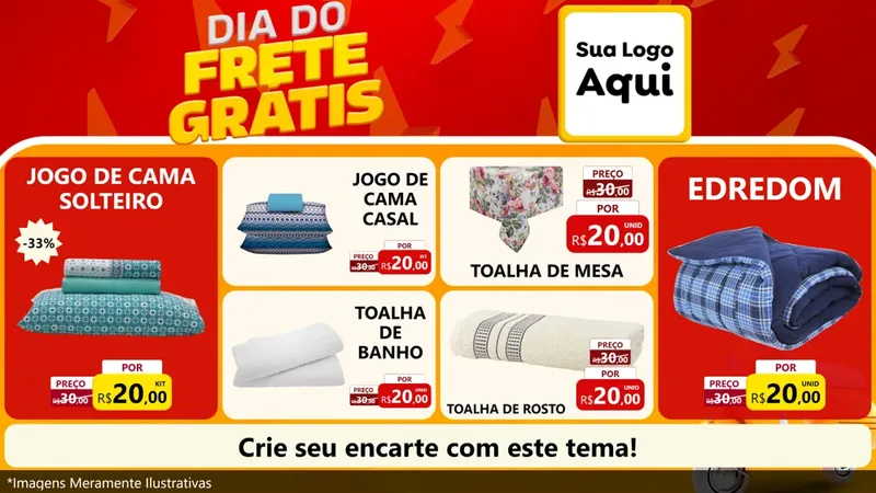 Modelo de TV para TV Horizontal com o tema Dia do Frete Grátis para Cama, Mesa e Banho