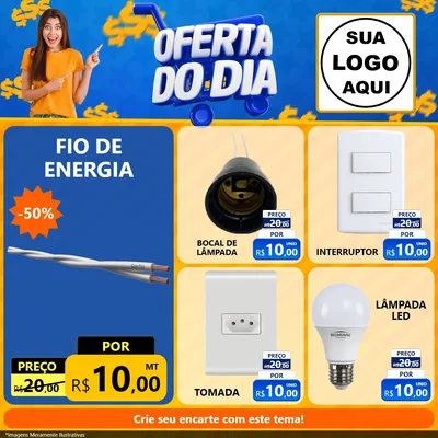 Modelo de Rede Social para Feed Facebook com o tema Oferta do Dia para Materiais Elétricos
