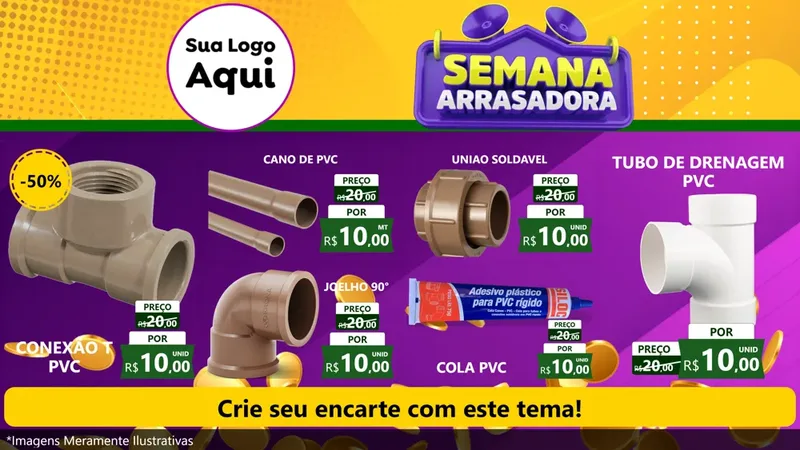 Modelo de TV para TV Horizontal com o tema Semana Arrasadora para Tubos e conexões