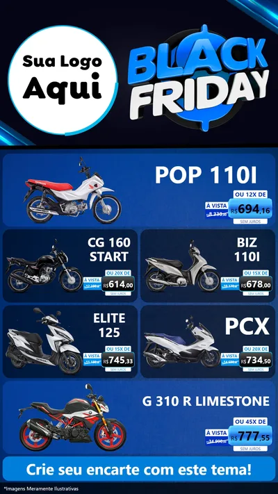 Modelo de TV para TV Vertical com o tema Black Friday para Concessionaria de Motos