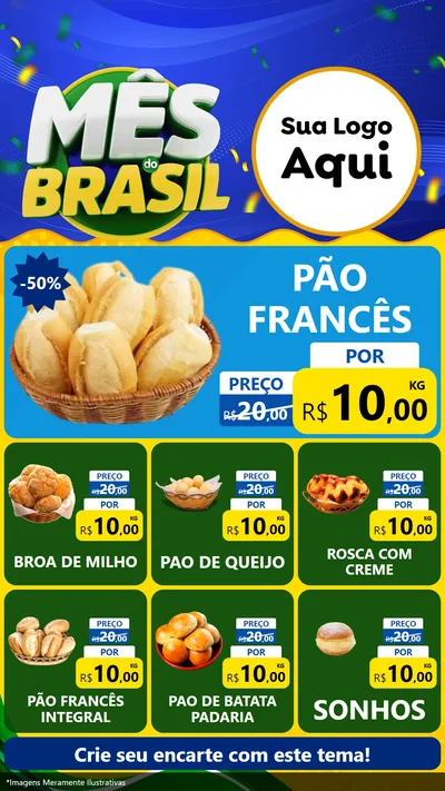 Modelo de Rede Social para Stories com o tema Mês do Brasil para Padaria