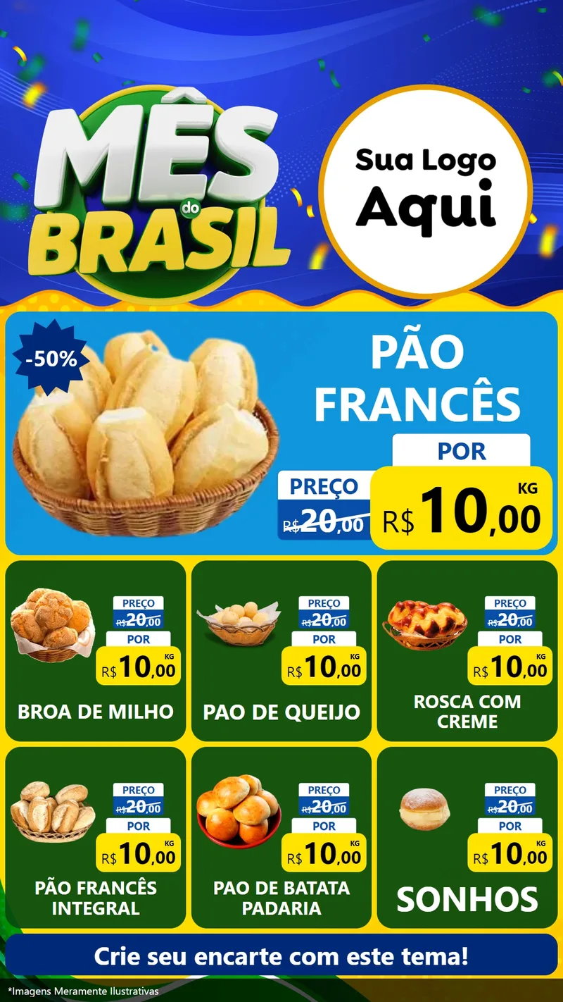 Modelo de Rede Social para Stories com o tema Mês do Brasil para Padaria