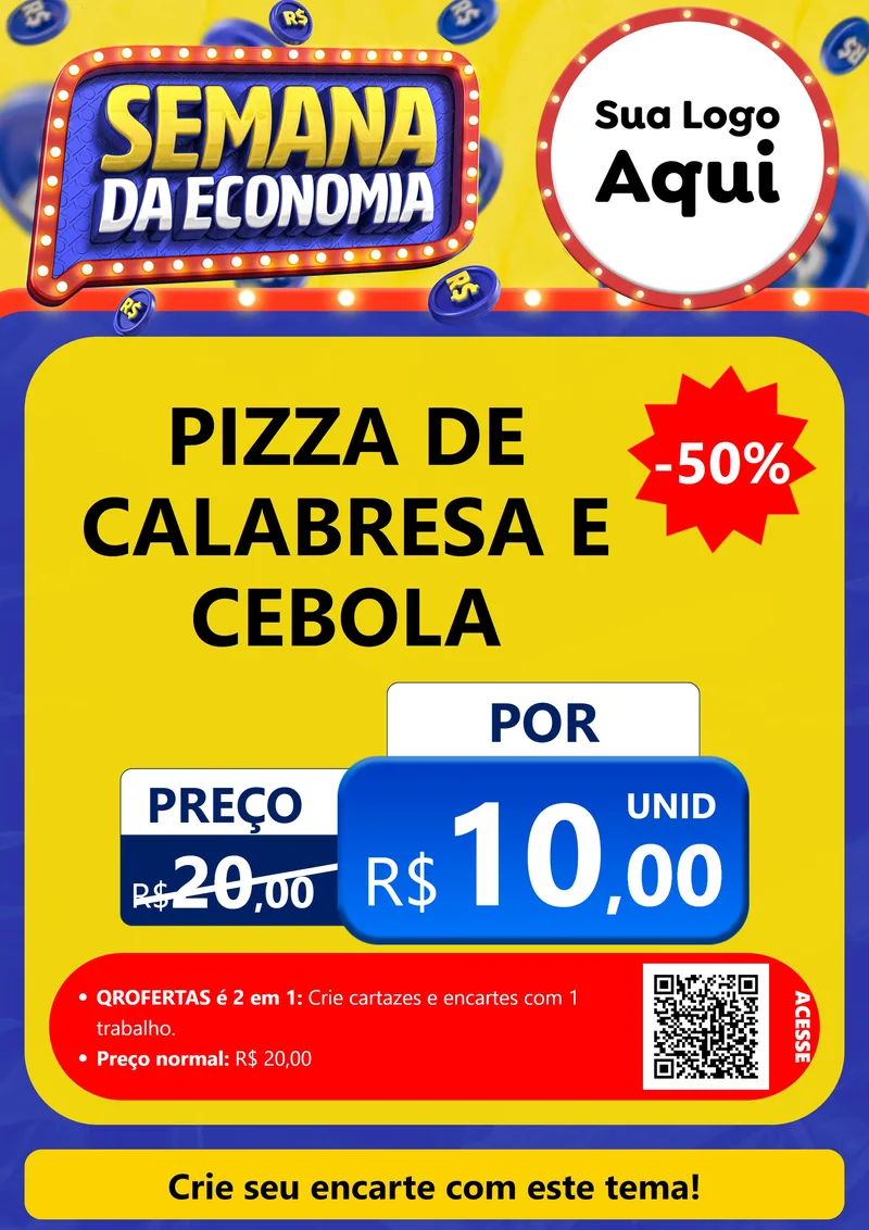 Modelo de Cartaz para Cartaz A4 Vertical com o tema Semana da Economia para Pizzaria