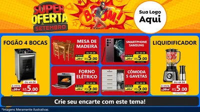 Modelo de TV para TV Horizontal com o tema Super Oferta Setembro para Móveis e Eletro