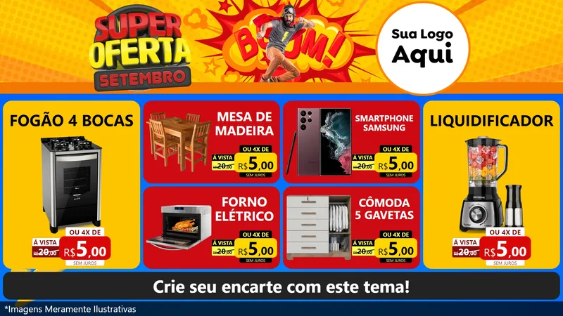 Modelo de TV para TV Horizontal com o tema Super Oferta Setembro para Móveis e Eletro