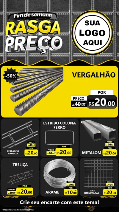 Modelo de Rede Social para Stories com o tema Fim de Semana Rasga Preço para Ferragens