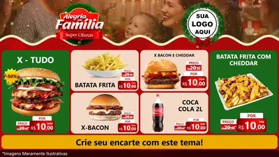 Modelo de TV para TV Horizontal com o tema Alegria Em Família - Super Ofertas para Hamburgueria