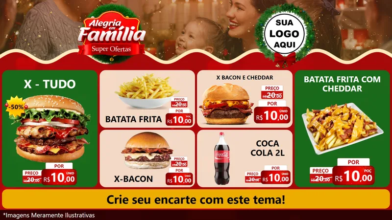 Modelo de TV para TV Horizontal com o tema Alegria Em Família - Super Ofertas para Hamburgueria