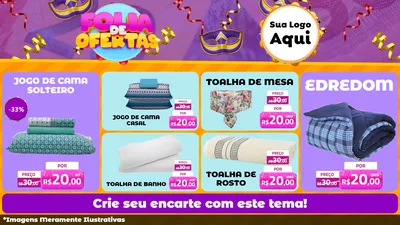 Modelo de TV para TV Horizontal com o tema Folia de Ofertas para Cama, Mesa e Banho