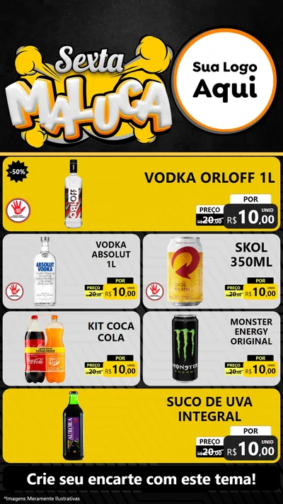 Modelo de TV para TV Vertical com o tema Sexta Maluca para Distribuidora de bebidas