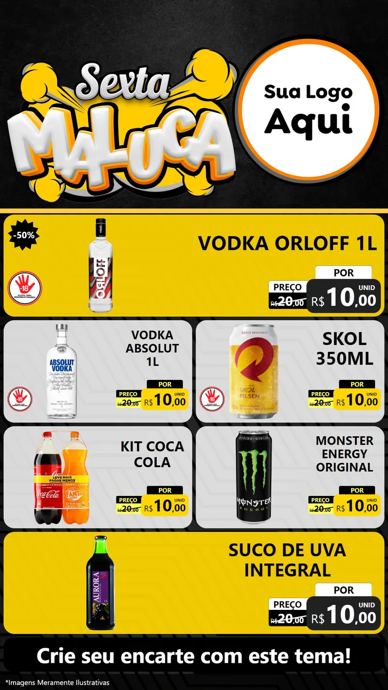 Modelo de TV para TV Vertical com o tema Sexta Maluca para Distribuidora de bebidas