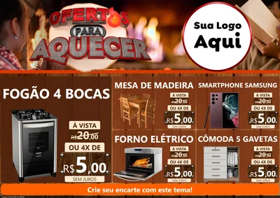 Modelo de Encarte para Encarte A4 Horizontal com o tema Ofertas Para Aquecer para Móveis e Eletro