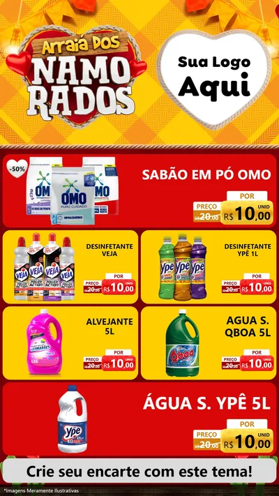 Modelo de TV para TV Vertical com o tema Arraiá dos Namorados para Produtos de Limpeza