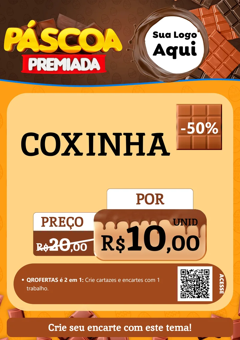 Modelo de Cartaz para Cartaz A4 Vertical com o tema Páscoa Premiada para Salgadaria