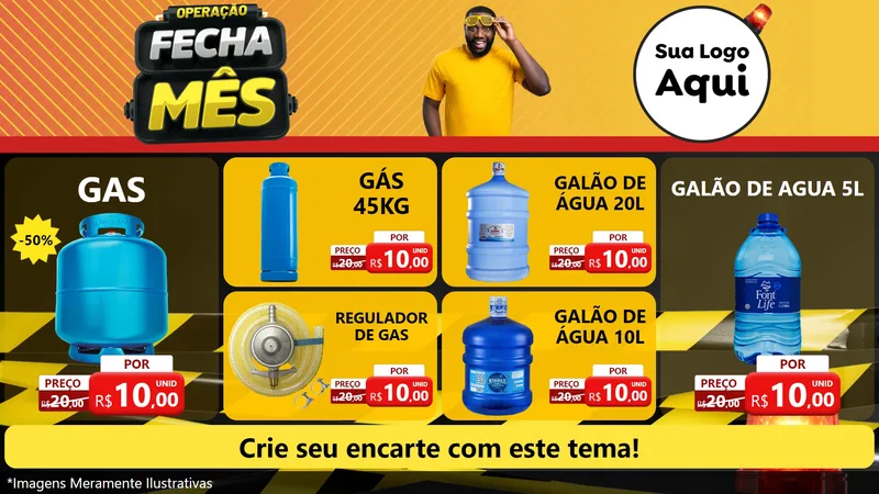 Modelo de TV para TV Horizontal com o tema Operação Fecha Mês para Água e gás