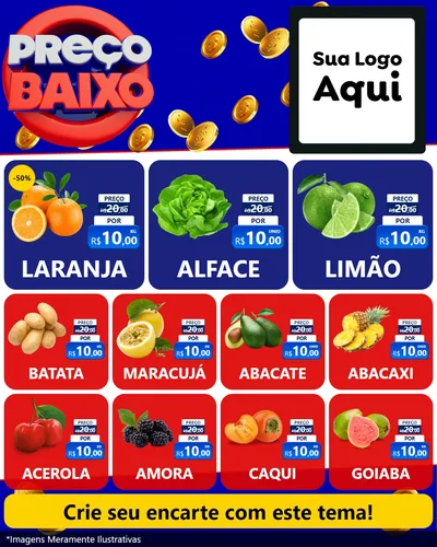 Modelo de Rede Social para Feed Instagram com o tema Preço Baixo para Hortifrúti
