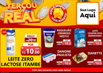 Modelo de Encarte para Encarte A4 Horizontal com o tema Terçou do Real para Frios e Laticínios
