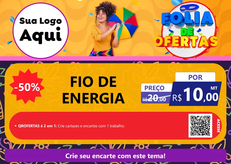 Modelo de Cartaz para Cartaz A4 Horizontal com o tema Folia de Ofertas para Materiais Elétricos